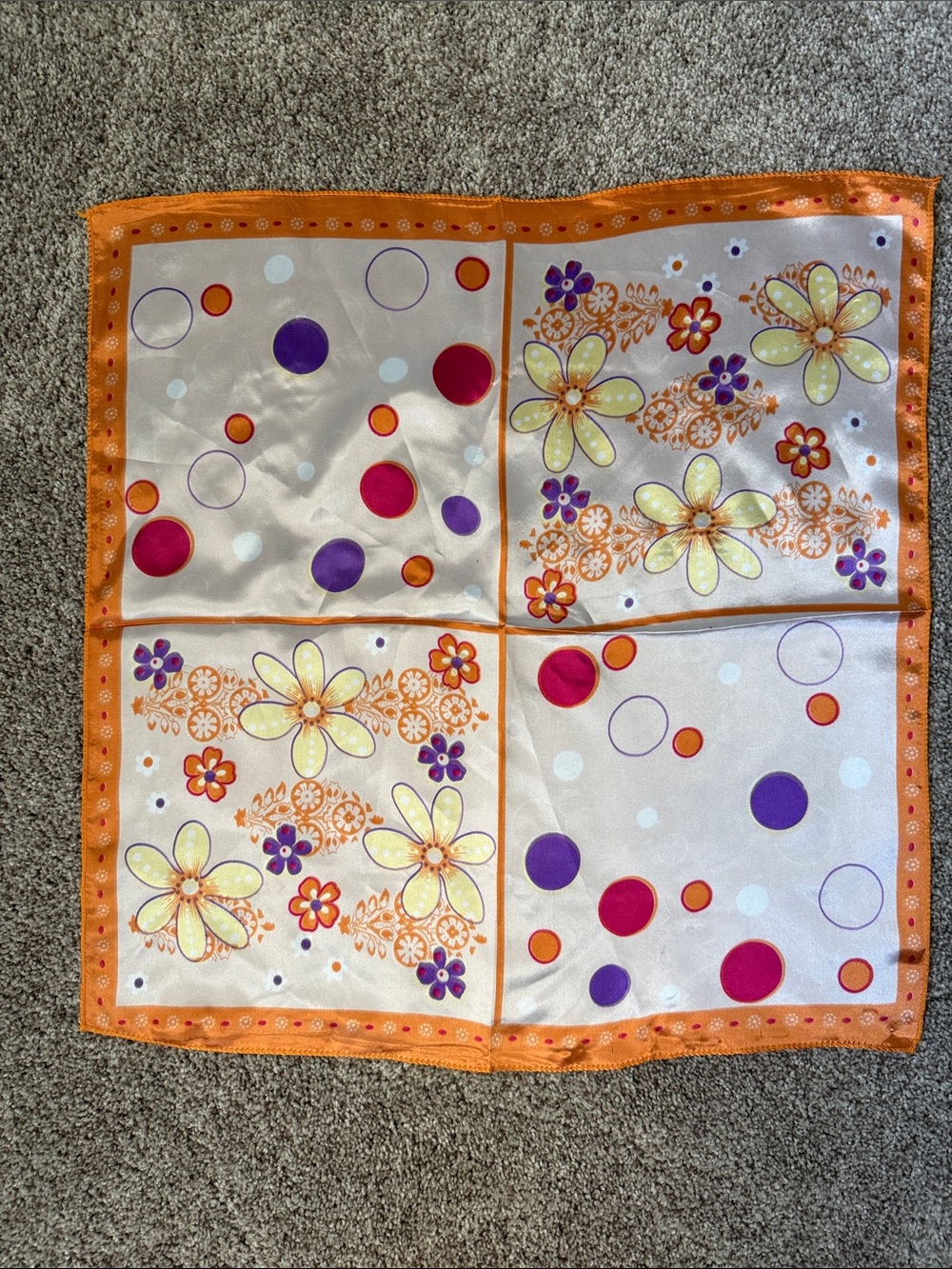 Floral & Polka Dot  Silk Scarf/neckerchief